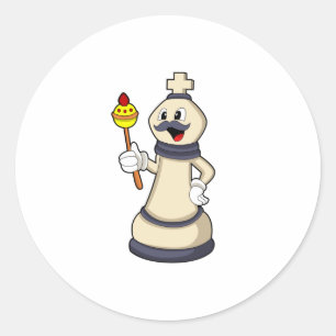 Schachstück King bei Schach.PNG Runder Aufkleber