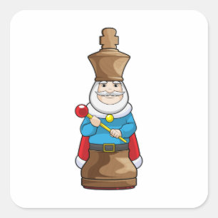 Schachstück King Chess Quadratischer Aufkleber