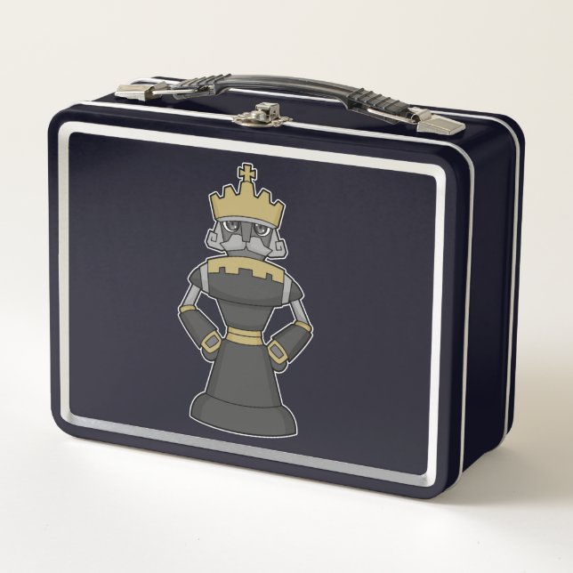 Schachstück King Crown Schach Metall Brotdose (Vorderseite)