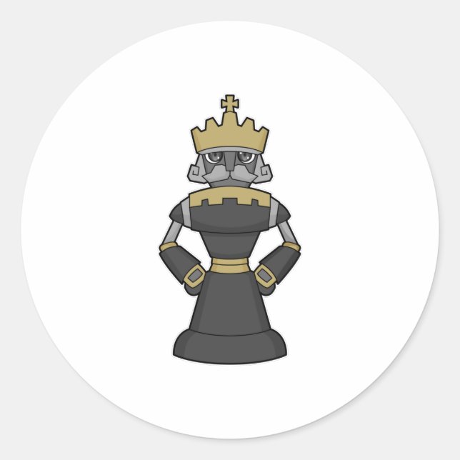 Schachstück King Crown Schach Runder Aufkleber (Vorderseite)