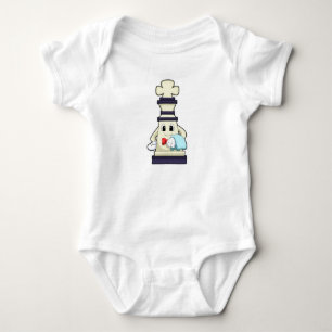 Schachstück König als Kellner mit Handtuch Baby Strampler