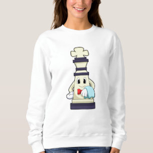 Schachstück König als Kellner mit Handtuch Sweatshirt