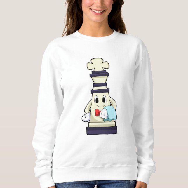 Schachstück König als Kellner mit Handtuch Sweatshirt (Vorderseite)