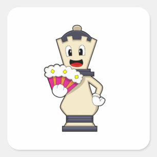Schachstück Königin beim Schach.PNG Quadratischer Aufkleber