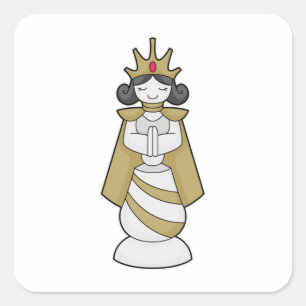 Schachstück Königin Kronschach Quadratischer Aufkleber