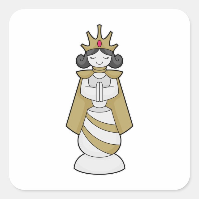 Schachstück Königin Kronschach Quadratischer Aufkleber (Vorderseite)
