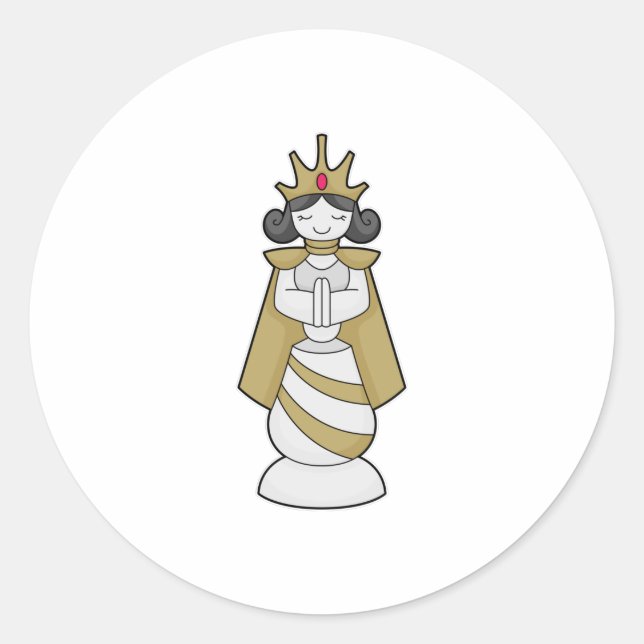 Schachstück Königin Kronschach Runder Aufkleber (Vorderseite)