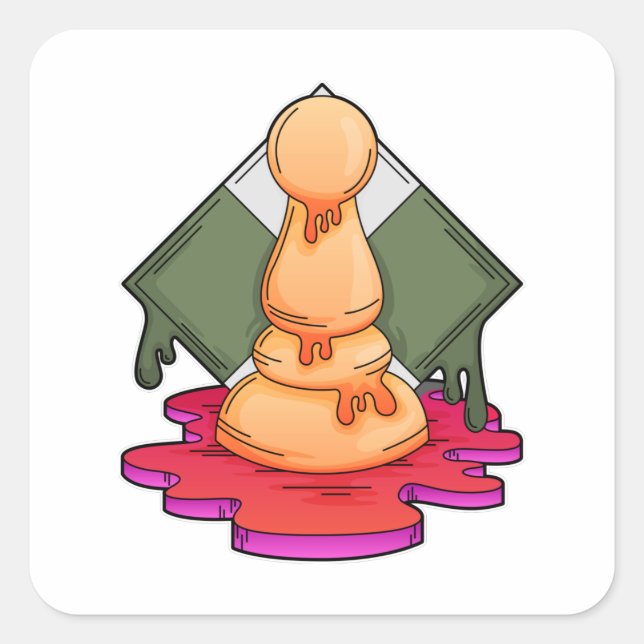 Schachstück Pawn Quadratischer Aufkleber (Vorderseite)