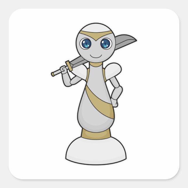 Schachstück Pawn Sword Schach Quadratischer Aufkleber (Vorderseite)