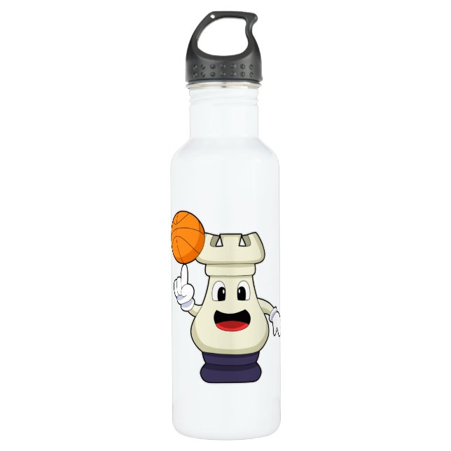 Schachstück Rook Basketball Sports Edelstahlflasche (Vorderseite)
