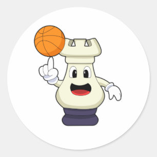 Schachstück Rook Basketball Sports Runder Aufkleber