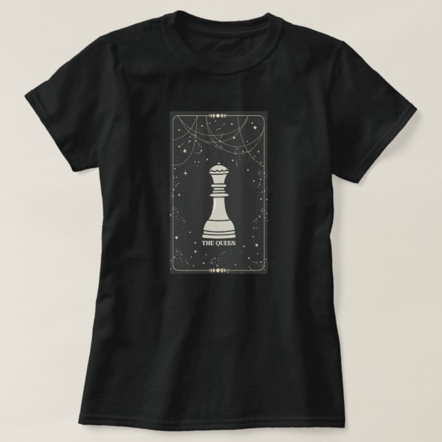Schachstück Rückgrat der Queen Tarot Card T-Shirt (Design vorne)