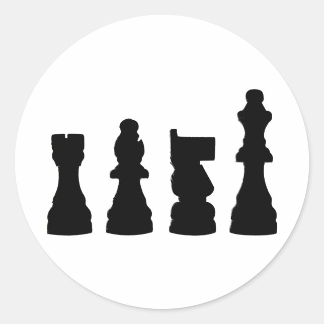 Schachstück-Silhouette Runder Aufkleber (Vorderseite)