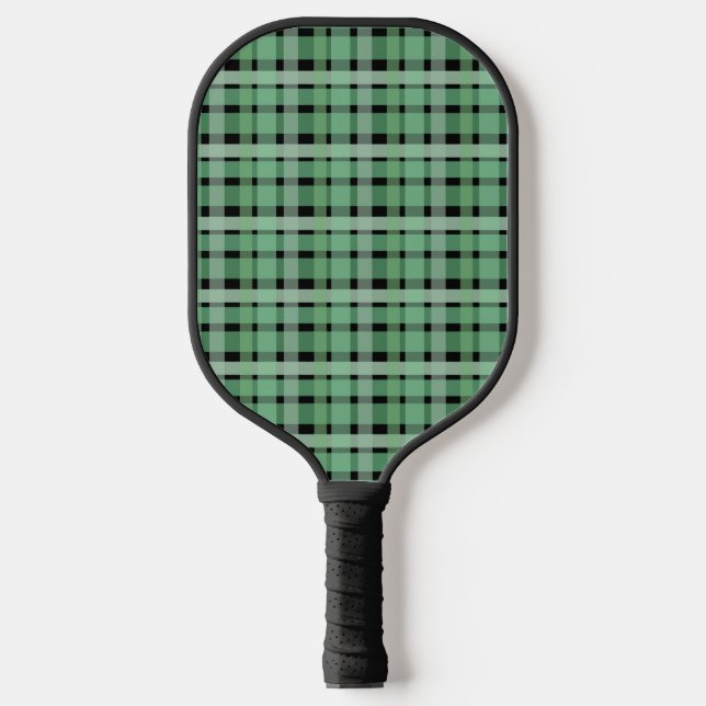 Schachte Karierte Karton-grüne Streifen auf schwar Pickleball Schläger (Vorderseite)