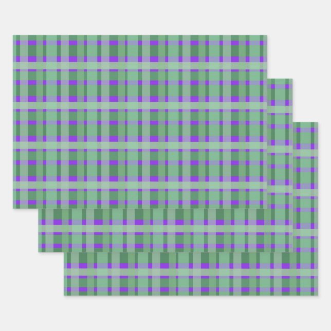 Schachte Karierte Tartan-Streifen auf Lila Geschenkpapier Set (Set)