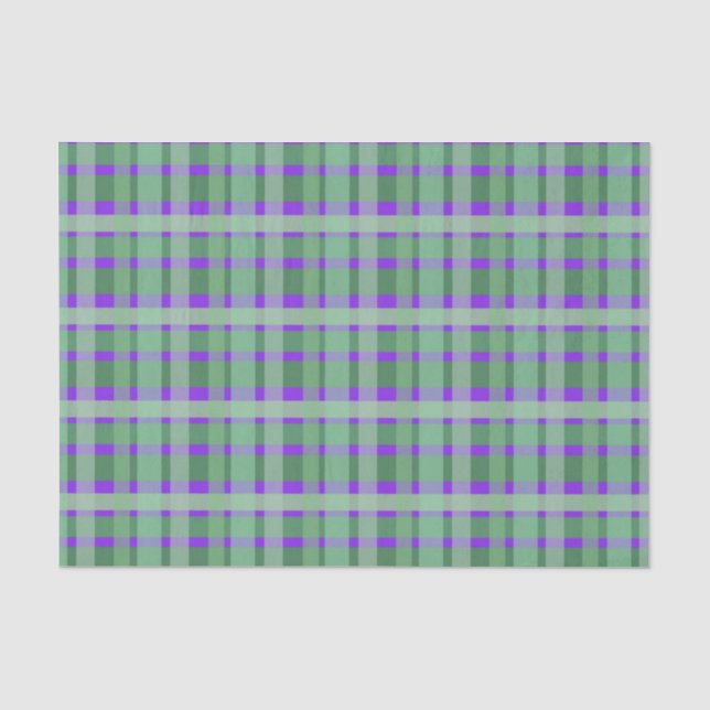 Schachte Karierte Tartan-Streifen auf Lila Seidenpapier (Vorderseite)