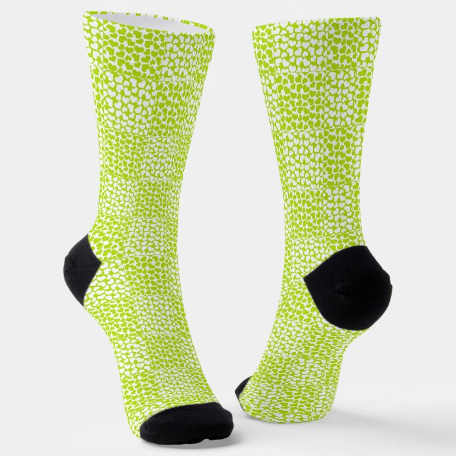 Schachte Liebe in Kalkgrün und Weiß Socken (Gewinkelt)