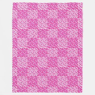 Schachte Liebe in Magenta und Weiß Fleecedecke