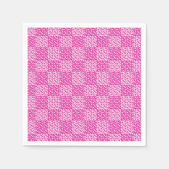 Schachte Liebe in Magenta und Weiß Serviette (Vorderseite)