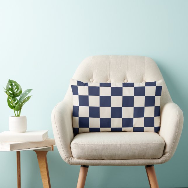 Schachtel Blau und Creme Lendenkissen (Stuhl )