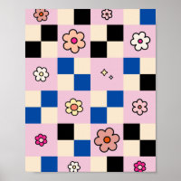 Schachtel Blume Farbige Karo Muster Rosa Blau