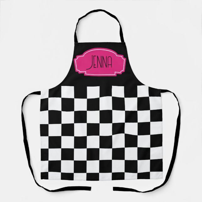 Schachtel für Schwarz-Weiß-Hot-Rosa Schürze (Vorderseite)