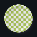 Schachtel grün und weiß pappteller<br><div class="desc">Abstrakte digitale Kunst von apfelgrünen und weißen Quadraten in einer karierten Formation.</div>