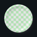 Schachtel grün und weiß pappteller<br><div class="desc">Abstrakte Digitalkunst von weich grünen und weißen Quadraten in einer karierten Formation.</div>