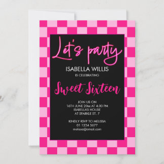 Schachtel hellrosa Retro Lasse Party Sweet 16 Einladung
