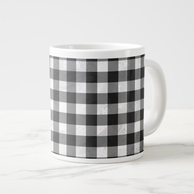 Schachtel Kariert Schwarz/Weiß Jumbo-Tasse (Vorderseite Rechts)