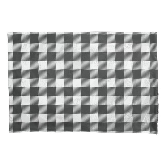Schachtel Kariert Schwarz/Weiß Kissenbezug (Vorderseite)