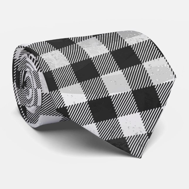 Schachtel Kariert Schwarz/Weiß Krawatte (Gerollt)