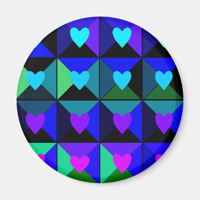 Schachtel mit blauen Herzen Magnet (Vorne)
