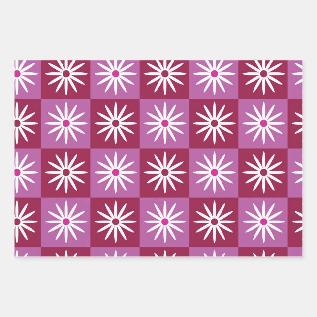 Schachtel mit weißem Hintergrund auf roter und ros Geschenkpapier Set (Vorderseite)