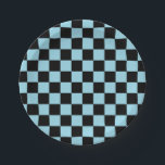 Schachtel Pastellblau und schwarz Pappteller<br><div class="desc">Abstrakte Digitalkunst pastellblau-schwarzer Quadrate in karierter Formation.</div>