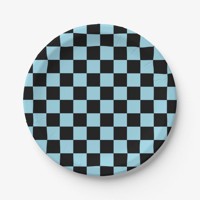 Schachtel Pastellblau und schwarz Pappteller (Vorderseite)