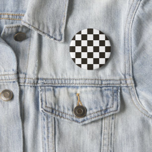 Schachtel (Schwarz und Weiß) (Muster des Schachbre Button