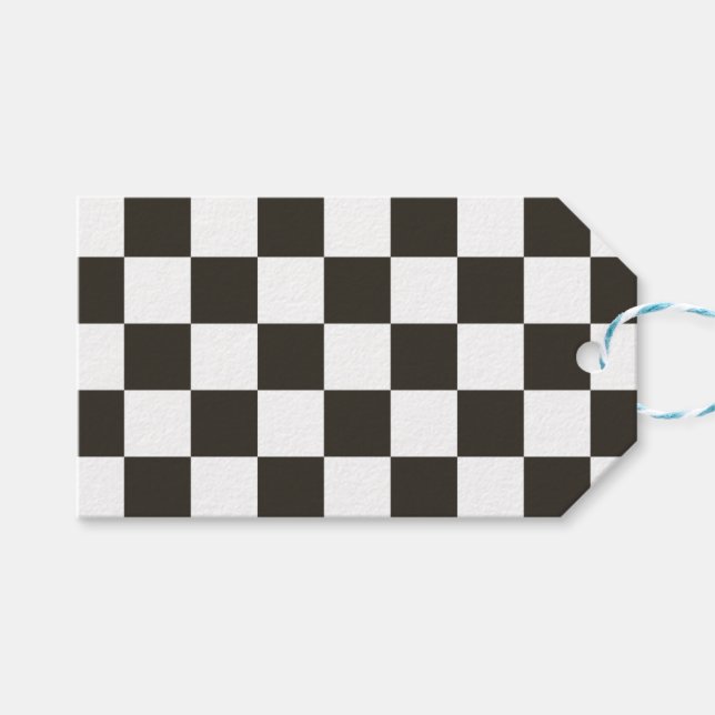 Schachtel (Schwarz und Weiß) (Muster des Schachbre Geschenkanhänger (Vorderseite (Horizontal))