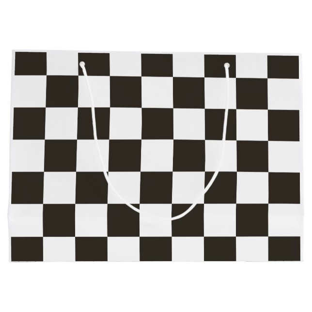 Schachtel (Schwarz und Weiß) (Muster des Schachbre Große Geschenktüte (Rückseite)