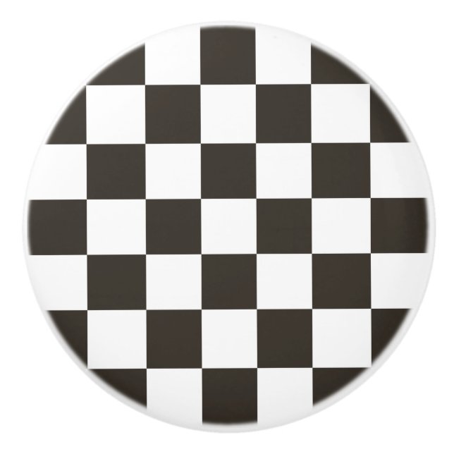 Schachtel (Schwarz und Weiß) (Muster des Schachbre Keramikknauf (Vorderseite)