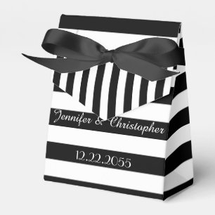 Schachtel, Schwarz-Weiß-Streifen, Gastgeschenk Hoc Geschenkschachtel