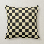 Schachtel und Schwarz Kissen<br><div class="desc">Abstrakte digitale Kunst von beigen und schwarzen Quadraten in einer karierten Bildung.</div>