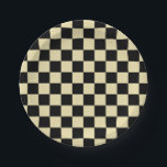 Schachtel und Schwarz Pappteller<br><div class="desc">Abstrakte digitale Kunst von beigen und schwarzen Quadraten in einer karierten Bildung.</div>