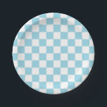 Schachtelblau und weiß pappteller<br><div class="desc">Abstrakte digitale Kunst von pastellblauen und weißen Quadraten in einer karierten Bildung.</div>