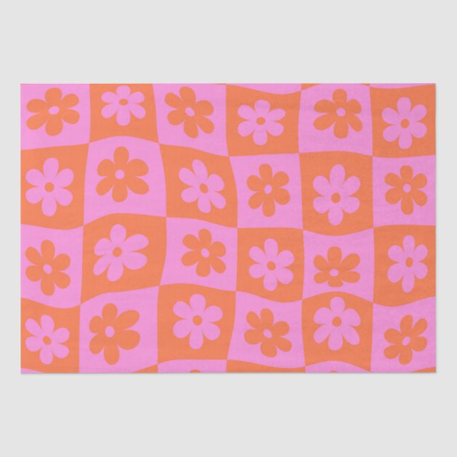 Schachtelhaltig, rosa und orange Blume Seidenpapier (Vorderseite)