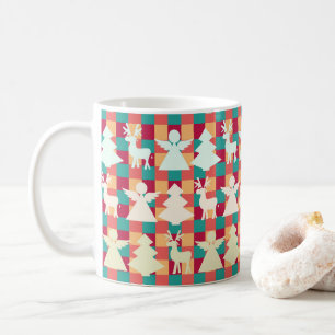 Schachtelmuster mit Engeln, Rentieren und Bäumen Kaffeetasse