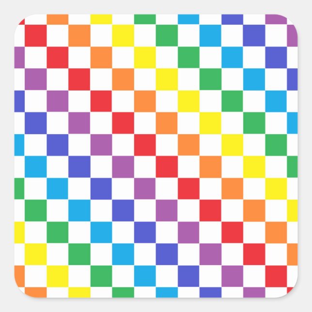 Schachter Regenbogen Quadratischer Aufkleber (Vorderseite)