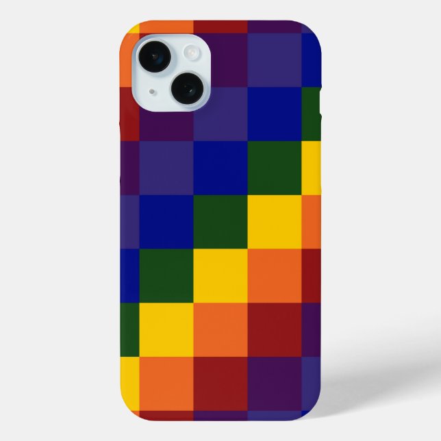 Schachtes Regenbogenmuster iPhone 15 Mini Hülle (Rückseite)