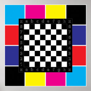 Schachtisch auf CMYK-Hintergrund Poster