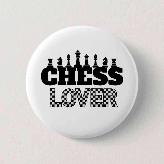Schachwort Schwarze Teile Lover Board Design Button (Vorderseite)